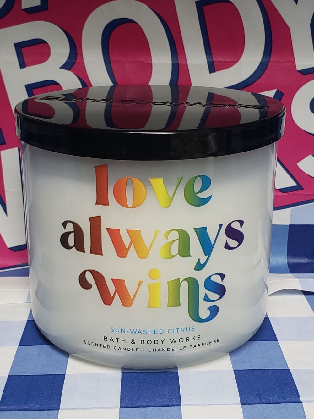 BBW Love Always Wins Pride Sun Washed Citrus Large 3 Wick Candle Home Fragrance